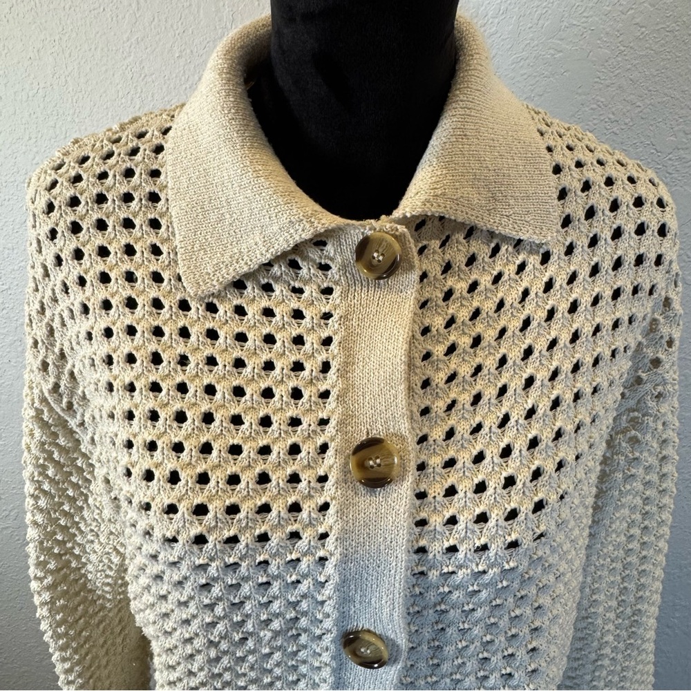 H&M Cream‎ Button-Up Cardigan open knit - Picture 2 of 9